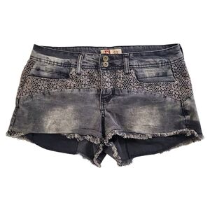 2070 * Lei Ashley Lowrise Crochet Overlay Shorts Black Size 9